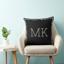 Modern minimaal Monogram Initialen Lijst Zwart
