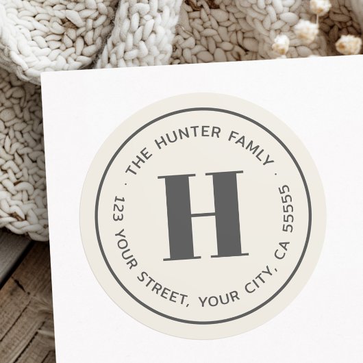 Modern minimaal monogram licht dan retouradres ronde sticker