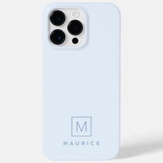 Modern minimaal monogram lichtblauw Case-Mate iPhone case (Achterkant)