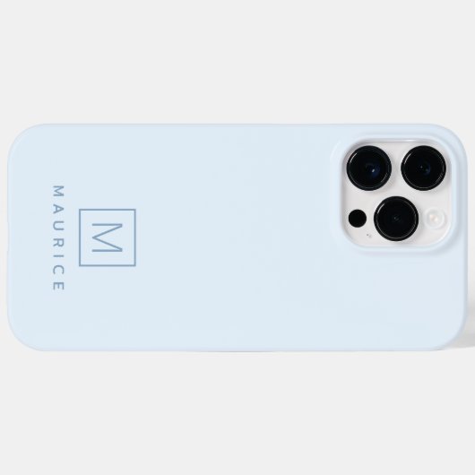 Modern minimaal monogram lichtblauw Case-Mate iPhone case (Achterkant (horizontaal))