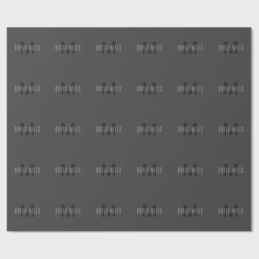 Modern Minimaal Monogram Ontwerp Bewerkbaar Donker Cadeaupapier (Vlak)