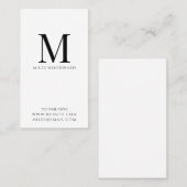 Modern minimaal monogram verticaal visitekaartje (Voorkant / Achterkant)