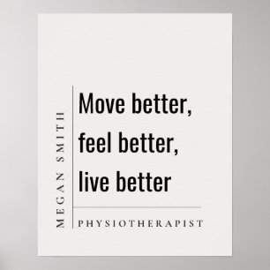 Modern Minimaal Motivatie Fysiotherapeut Gift Poster