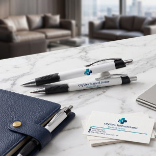 Modern Minimaal Navy Teal Medische Kantoor Logo Pen
