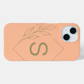 Modern minimaal perzik monogram Initiaal botanisch Case-Mate iPhone Case (Achterkant (horizontaal))