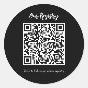 Modern Minimaal QR-code Scanbaar Huwelijksregister Ronde Sticker