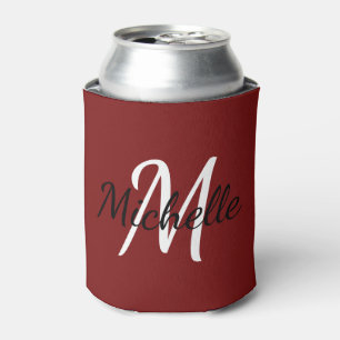 Modern minimaal rood monogram naam + Initiaal Blikjeskoeler