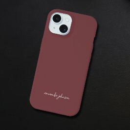 Modern minimaal rood monogram Volledige naam toevo iPhone 15 Hoesje