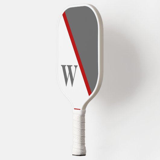 Modern minimaal rood wit & grijs monogram pickleball paddle (Links)