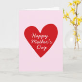 Modern Minimaal Roze & Rode Hart Foto Moederdag Kaart (Gele Bloem)