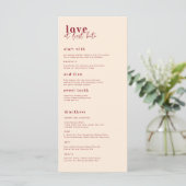 Modern Minimaal | Roze & Rode Trouwmenu Menu (Staand voorkant)