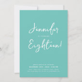 Modern Minimaal Script 18e verjaardagsfeestje Blau Kaart (Voorkant)