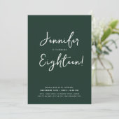 Modern Minimaal Script 18th Birthday Emerald Kaart (Staand voorkant)