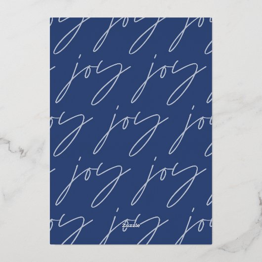 modern minimaal script 1 foto blauw elegant folie feestdagenkaart (Achterkant)