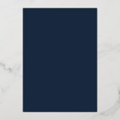 Modern minimaal script blauw zilver afstudeerfeest folie uitnodiging (Achterkant)