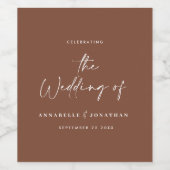 Modern minimaal script bruine typografie bruiloft wijn etiket (Enkel label)