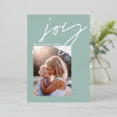 modern minimaal script foto's groen elegant folie feestdagenkaart (Staand Voorkant)
