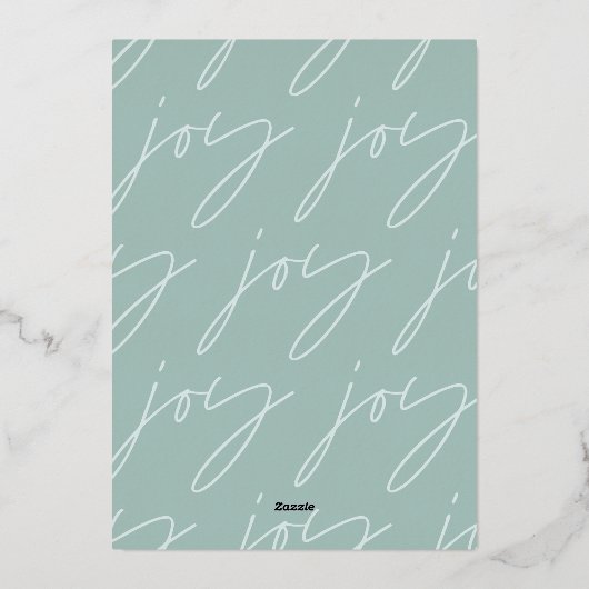 modern minimaal script foto's groen elegant folie feestdagenkaart (Achterkant)