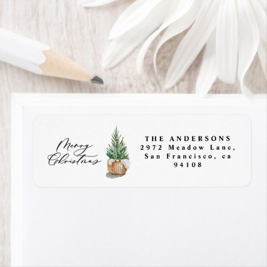 modern minimaal script Kerst elegant Etiket (Insitu)
