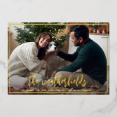 Modern minimaal script kerst goud folie feestdagenkaart (Voorkant)