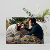 Modern minimaal script kerst goud folie feestdagenkaart (Staand Voorkant)