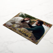 Modern minimaal script kerst goud folie feestdagenkaart (Gedraaid)