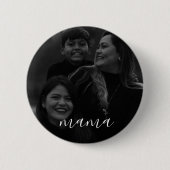 Modern Minimaal Script Mama Foto Moederdag Ronde Button 5,7 Cm (Voorkant)