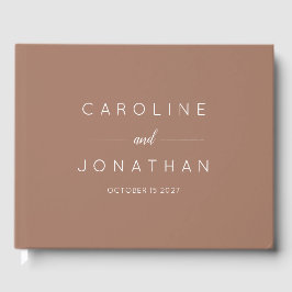 Modern Minimaal Script Mocha Bruin Custom Wedding Gastenboek