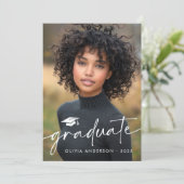 Modern minimaal script pet foto afstuderen aankondiging (Staand voorkant)