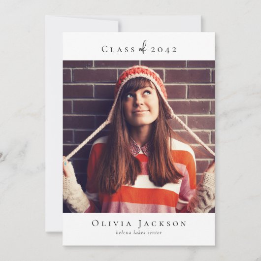 Modern Minimaal Script Photo Afstuderen Bedankkaart (Voorkant)