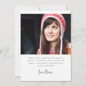 Modern Minimaal Script Photo Afstuderen Bedankkaart (Achterkant)