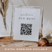 Modern Minimaal Script QR Code Wedding Menu Poster