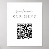 Modern Minimaal Script QR Code Wedding Menu Poster (Voorkant)
