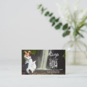 Modern minimaal script RSVP QR code foto bruiloft Informatiekaartje (Staand voorkant)