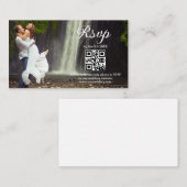 Modern minimaal script RSVP QR code foto bruiloft Informatiekaartje (Voorkant / Achterkant)