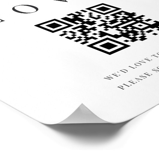 Modern minimaal script trouwfoto QR code teken Poster (Hoek)