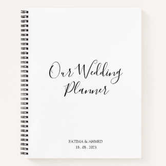 Modern Minimaal Script Wit Moslim Bruiloft Planner Notitieboek