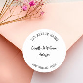 Modern minimaal teruggaveadres voor scripts ronde sticker