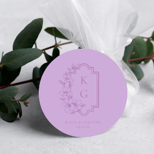 Modern Minimaal Trouw Monogram Ronde Sticker