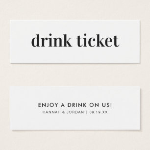 Modern Minimaal   Trouwbar Drinkticket Mini Visitekaartjes