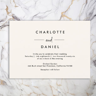 Modern, minimaal, typografie, bruiloft uitnodiging