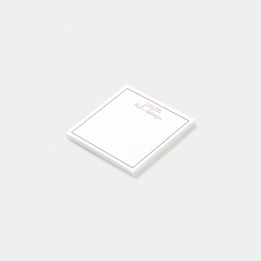 Modern Minimaal Typografie Script Maroon Post-it® Notes (Schuin)