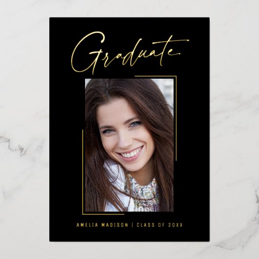 Modern minimaal uniek inktscript Afstuderen Kaart (Voorkant)