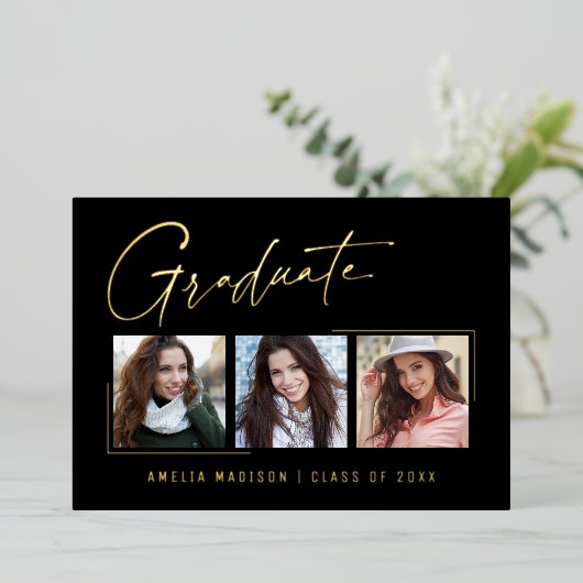 Modern minimaal uniek inktscript Afstuderen Kaart (Staand Voorkant)