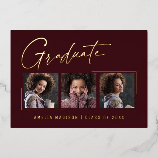 Modern minimaal uniek inktscript Afstuderen Kaart (Voorkant)