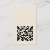 Modern Minimaal Verticaal Logo QR Code Ivoor Zwart Visitekaartje (Achterkant)