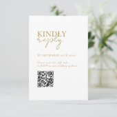 Modern, minimaal, wit, QR-code bruiloft RSVP Informatiekaartje (Staand voorkant)