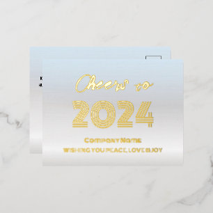 Modern Minimaal Zilver en Goud Elegant Proost Folie Feestdagen Briefkaart