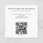 Modern Minimaal Zwart Aangepaste Logo QR Code Squa Vierkante Visitekaartje (Achterkant)