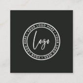 Modern Minimaal Zwart Aangepaste Logo QR Code Squa Vierkante Visitekaartje (Voorkant)